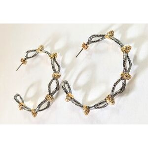 Gorgeous ALEXIS BITTAR "Siyabona" Spike Gunmetal 3/4 Hoop Earrings